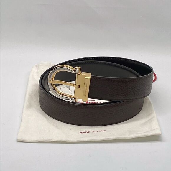 Salvatore Ferragamo Adjustable & Reversible Leather Buckle Belt size 32 - Picture 2 of 9